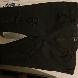 Black highrise distressed skinny jeans